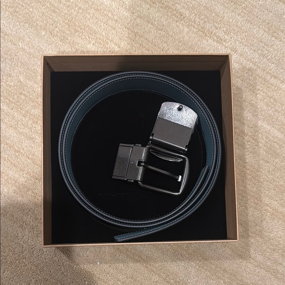 Men's Black Leather Belt Coach